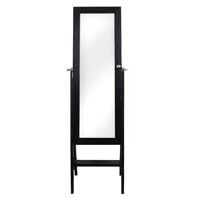 Standing full-length mirror with a black frame and a minimalist design.