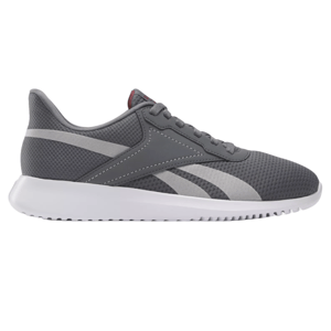 Reebok Fluxlite Shoes are lightweight sneakers featuring a sleek gray mesh upper with subtle white accents and a comfortable white sole for everyday wear.