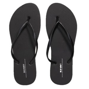 Black flip-flops with textured soles and slim straps, featuring the Old Navy logo.