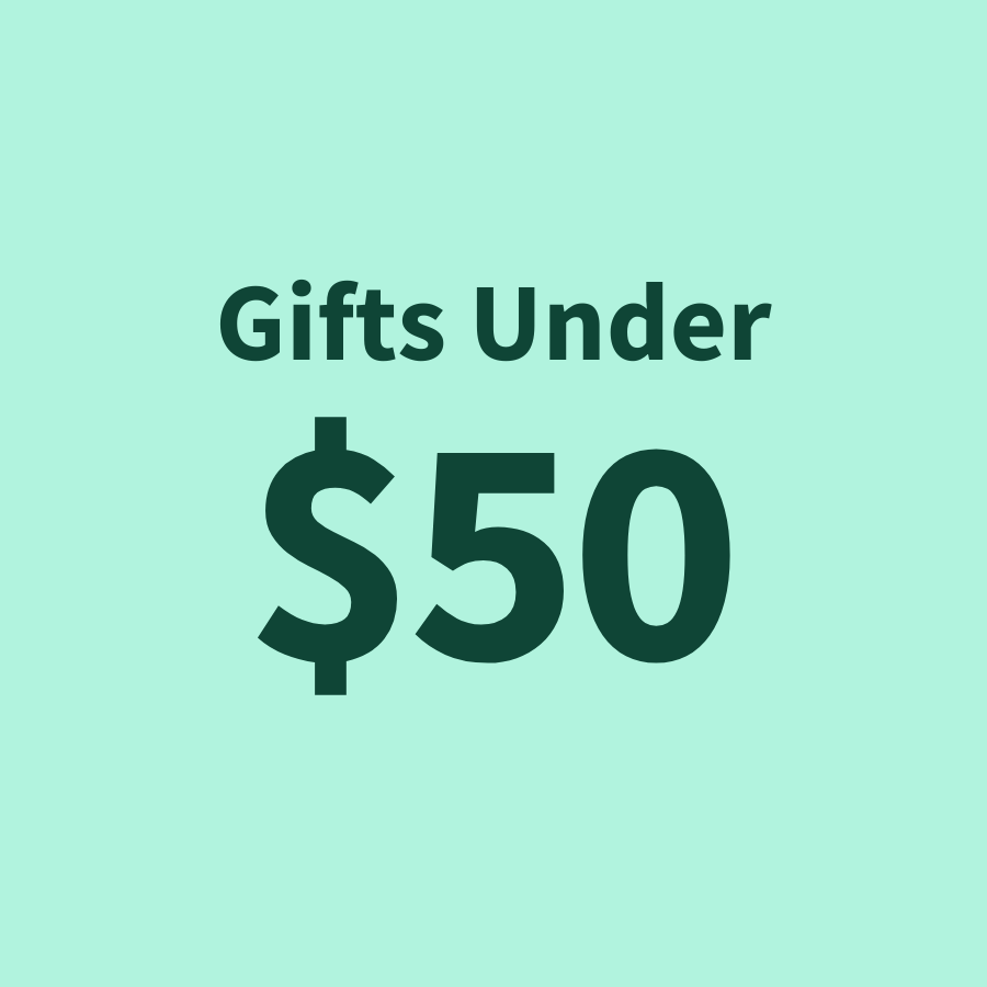 Gifts available for under $50 are highlighted in the image.