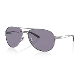 Aviator-style sunglasses with silver frames and gradient gray lenses.