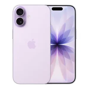 A light purple smartphone with an Apple logo, featuring dual rear cameras and a front-facing display with a floral wallpaper.