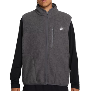 Gray Nike fleece vest with a front zipper and a small chest pocket, featuring the Nike logo on the left side.