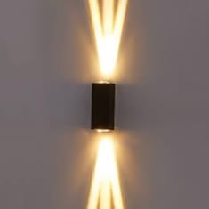 A wall-mounted light fixture emanating an X-shaped beam pattern on a gray background.