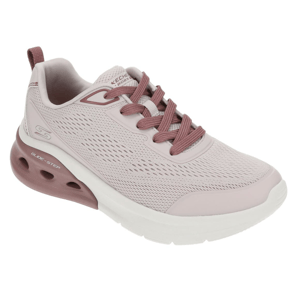 A light pink sneaker with a breathable mesh upper, maroon laces, and a cushioned sole featuring a Glide-Step design.