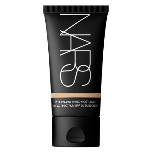 NARS Pure Radiant Tinted Moisturizer, Broad Spectrum SPF 30 Sunscreen, in a black tube packaging.