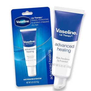 Vaseline Lip Therapy Advanced Healing contains three 0.35 oz tubes of white petrolatum lip protectant that deeply moisturizes to protect chapped, dry lips.