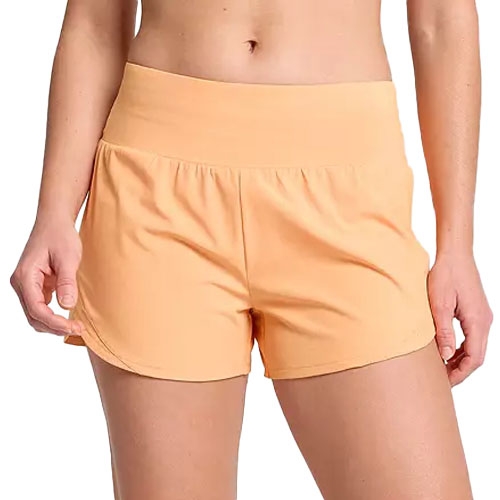Peach-colored athletic shorts with a high waistband, suitable for fitness activities.