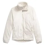 A white, full-zip fleece jacket with a high collar and two side pockets.