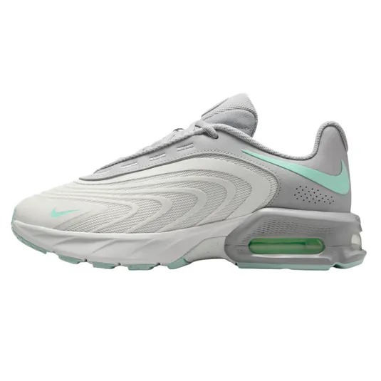 Nike Air Max Plus 2 shoe in light grey with mint green accents and visible air cushioning in the sole.