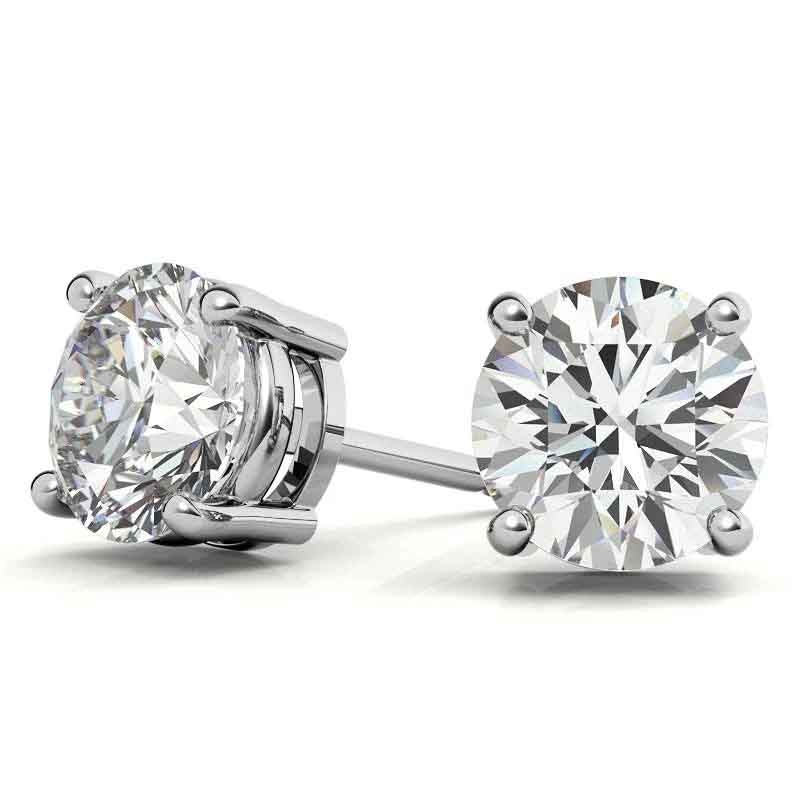 1.5ct lab-grown diamond stud earrings with round-cut stones set in prong settings on white metal posts.