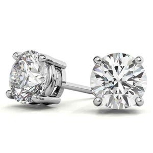 1.5ct lab-grown diamond stud earrings with round-cut stones set in prong settings on white metal posts.