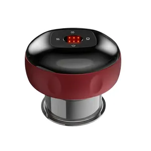 Electric cupping therapy device with a black and red design, featuring an LED display and touch controls.