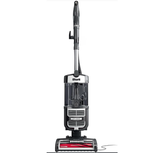Shark Lift-Away upright vacuum with a gray design and a PowerFins brush roll.