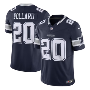 Dallas Cowboys Nike jersey, navy blue with \“Pollard\“ and number 20 on front and back, featuring team name and star logo on sleeves.