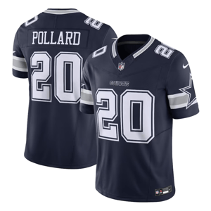 Dallas Cowboys Nike jersey, navy blue with \“Pollard\“ and number 20 on front and back, featuring team name and star logo on sleeves.