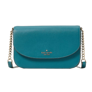 A teal Kate Spade New York crossbody bag with a gold-tone chain strap.