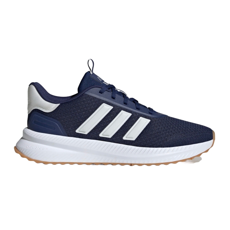 Adidas Men's Path Shoe features a navy mesh upper, white three-stripe detailing, and a white midsole with a gum outsole, offering a sporty and casual design.