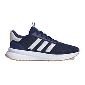 Adidas Men's Path Shoe features a navy mesh upper, white three-stripe detailing, and a white midsole with a gum outsole, offering a sporty and casual design.
