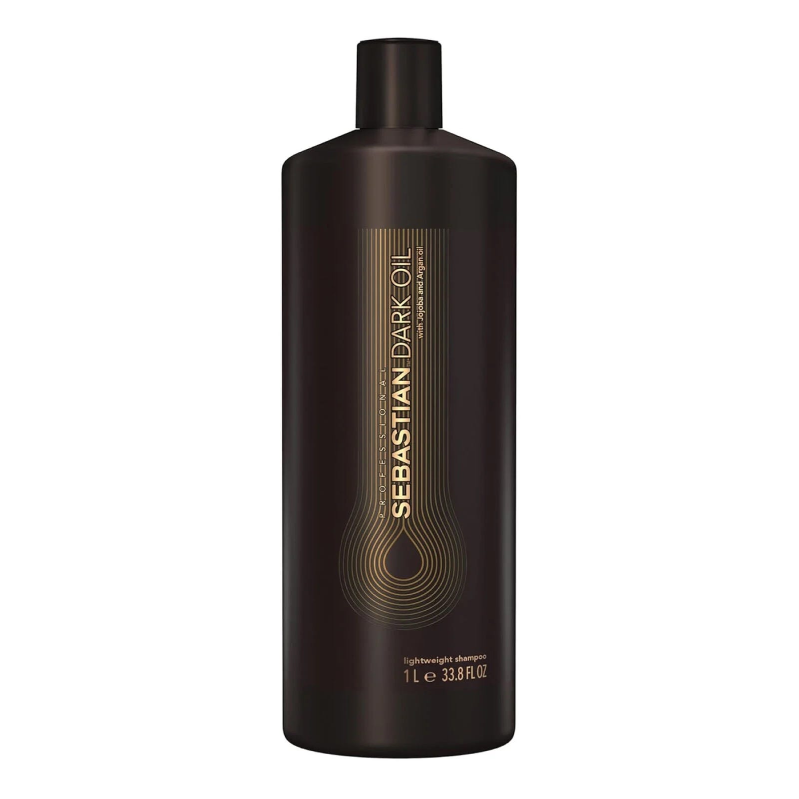Sebastian Dark Oil Lightweight Shampoo, 1L (33.8 fl. oz) bottle.