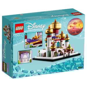 LEGO set 40613 features a Disney-themed palace with gold and red domes, including a magic carpet accessory and curtain element, set against a blue background with the Disney logo.