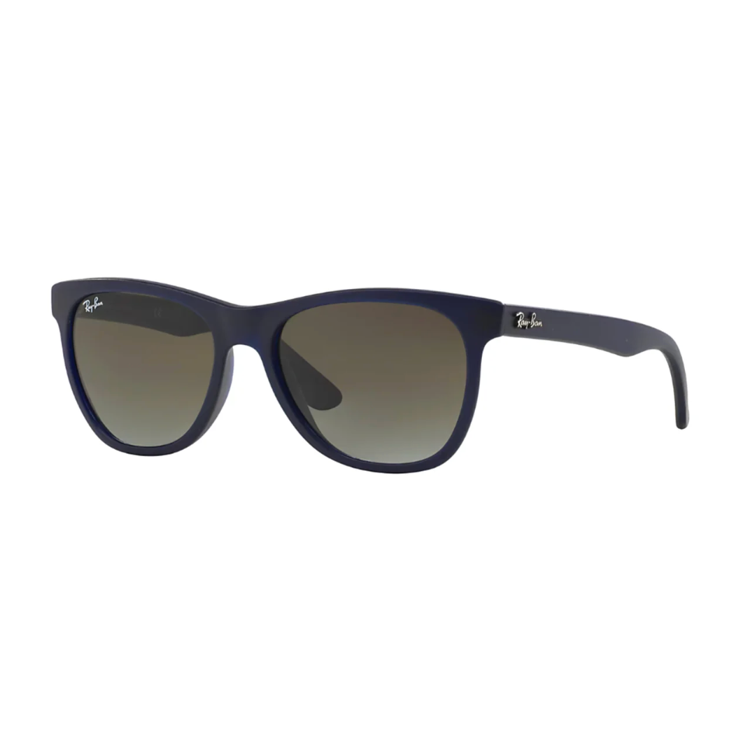 Blue Ray-Ban sunglasses with a classic wayfarer-style frame and dark gradient lenses, featuring the Ray-Ban logo on the temples.