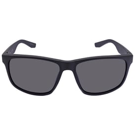 Calvin Klein Grey Sunglasses feature a matte black frame with rectangular gray lenses for a sleek, modern look.