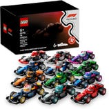 LEGO Formula 1 set featuring 12 collectible mini race cars in various colors, suitable for ages 6 and up, with 174 pieces.