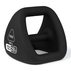 A TRX YBell weight, 12 kg (26 lb), designed for versatile workouts with a compact, ergonomic shape for easy grip and handling.
