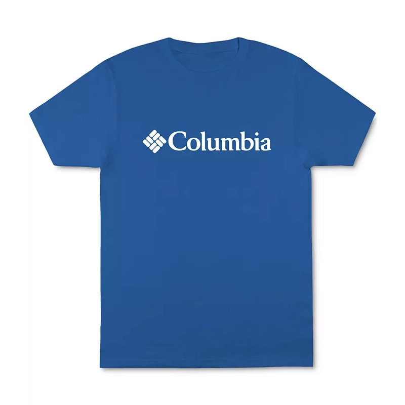 Blue Columbia T-shirt with logo on the front.
