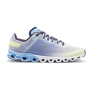 On Running Women's Cloudflow Shoes feature a sleek design with gradient colors, perforated upper for breathability, and a unique cloud-like sole structure for cushioning and support.