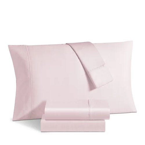 A light pink sheet set.