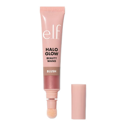 e.l.f. Halo Glow Beauty Wand in Blush, featuring a tube with a sponge applicator and pink cap.