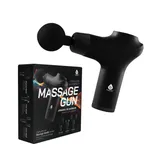 A cordless and compact massage gun with three interchangeable heads: round, fork, and flat, designed for personalized muscle relaxation. Packaged and promoted by Pursonic.