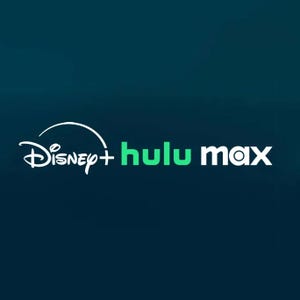 Logos for Disney+ and Hulu are combined with the words \“max\“ following Hulu, suggesting a collaborative or merged streaming service offering.