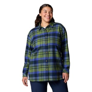 Columbia Holly Hideaway Shirt is a long-sleeve, plaid button-up shirt featuring a green and blue pattern, with a relaxed fit and buttoned cuffs.