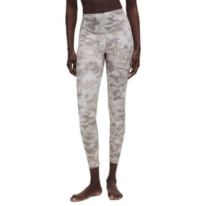 High-waisted leggings with a gray camo pattern.