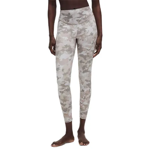 High-waisted leggings with a gray camo pattern.