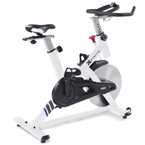 Xterra MB550 indoor cycling bike featuring adjustable seat and handlebars, flywheel, and pedals with straps for home exercise.