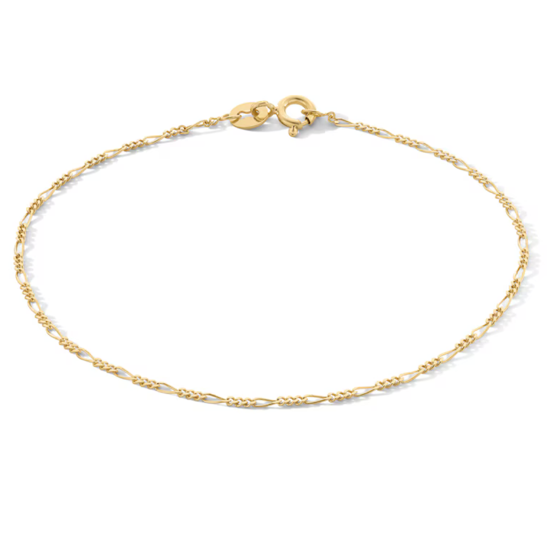 A delicate gold bracelet featuring a twisted chain design with a secure spring ring clasp.