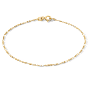A delicate gold bracelet featuring a twisted chain design with a secure spring ring clasp.