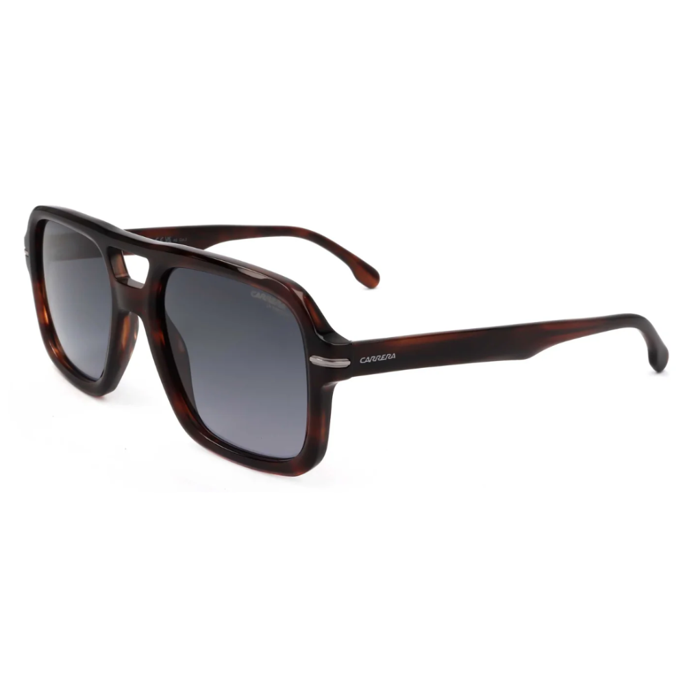 Carrera sunglasses with a tortoiseshell frame and dark lenses, featuring a rectangular design and Carrera branding on the temples.