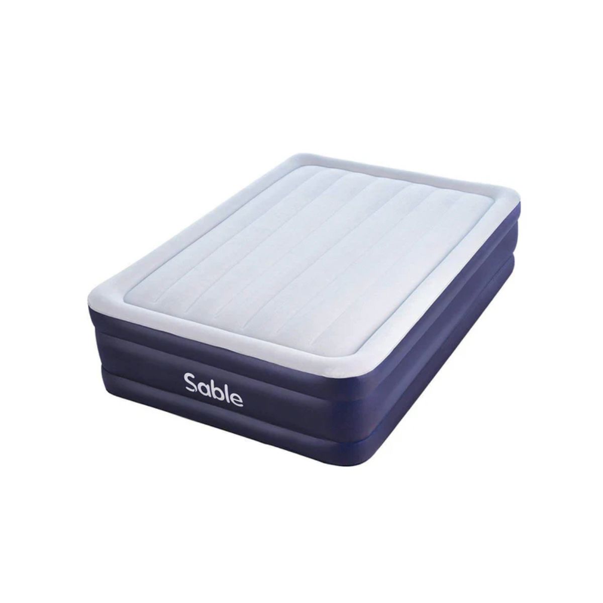 An inflated air mattress with the brand name Sable on the side.