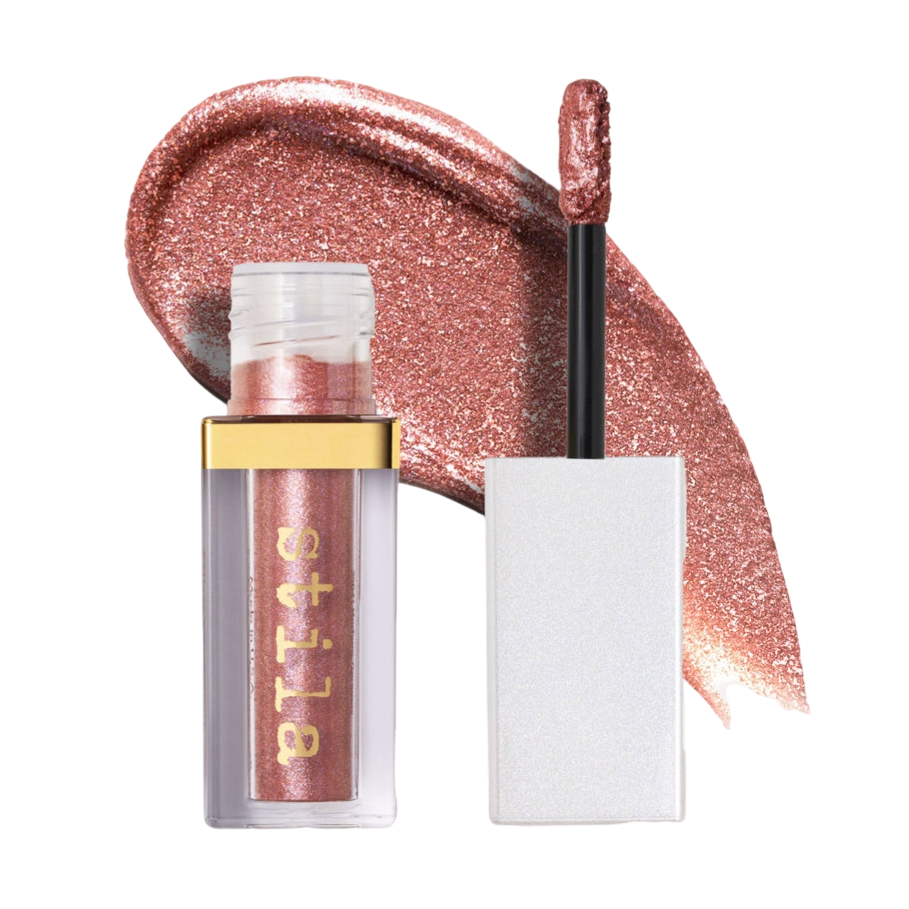 Stila liquid eye shadow with a metallic rose gold finish and an applicator wand.