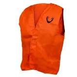 Bright orange safety vest with a black antler logo on the chest.