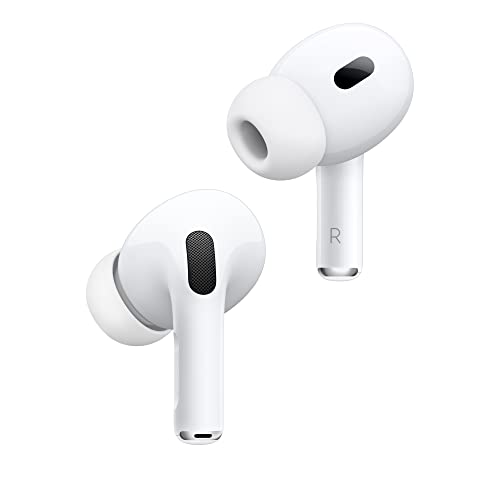 White, wireless in-ear headphones with silicone ear tips and short stems, featuring integrated touch controls and noise cancellation technology.