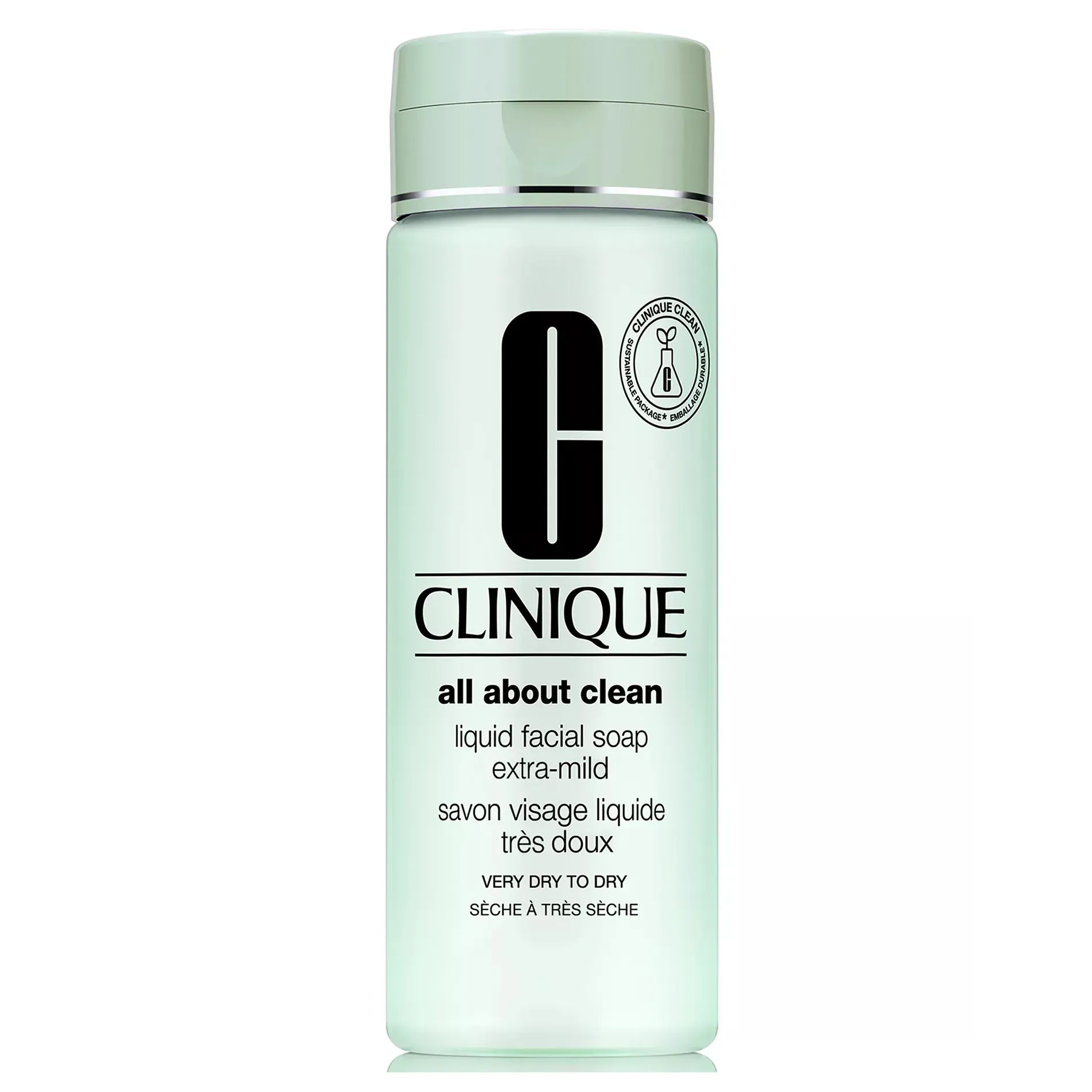 Clinique All About Clean Liquid Facial Soap Extra-Mild is designed for very dry to dry skin, providing gentle cleansing without drying out the skin.