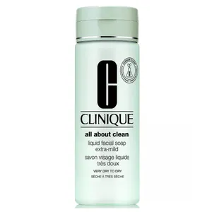 Clinique All About Clean Liquid Facial Soap Extra-Mild is designed for very dry to dry skin, providing gentle cleansing without drying out the skin.