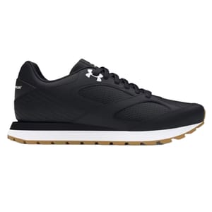 Under Armour Jogger Shoes feature a black upper with a sleek design, white midsole, and gum outsole. The shoes have the brand's logo on the side, offering a sporty and stylish look suitable for casual wear.