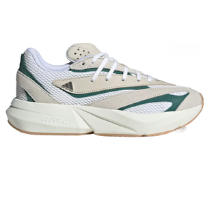 Adidas Women's Lightblaze Shoes feature a stylish design with a white and green color scheme, mesh upper for breathability, and a chunky, durable Lightstrike sole for comfort and support.